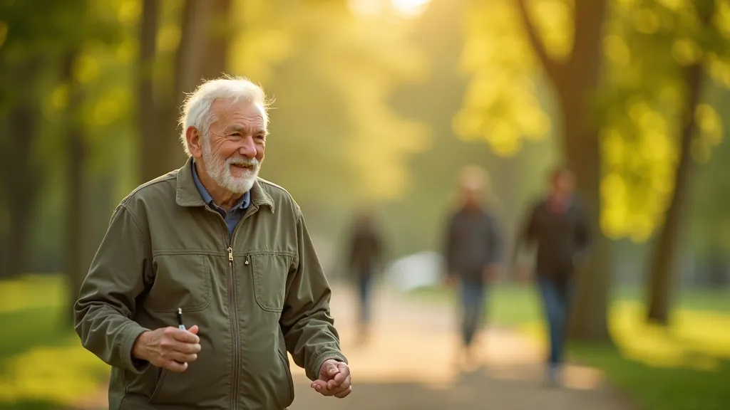Seniori mežā ar pareizu aprīkojumu un apģērbu, vasaras dienā, zaļa meža fons